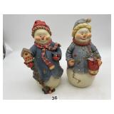 RESIN SNOWMAN FIGURINES, WINTER GARB,