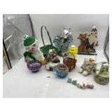 HOLIDAY SNOWMAN FIGURE, WOODEN SANTA & MOOSE