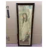 VINTAGE FRAMED ART PRINT, RECLINING WOMAN, W/ PR
