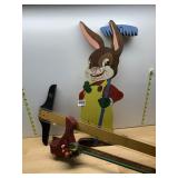 WOODEN BUGS BUNNY YARD ART, WOODEN BIRD STAKE