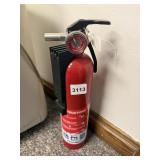RED DRY CHEMICAL FIRE EXTINGUISHER W/ GAUGE, WALL