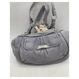 B. MAKOWSKY LEATHER HOBO BAG, GREY-BLUE, METALLIC