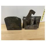 SWANK CAST METAL ABSTRACT BOOKENDS, FIGURAL METAL