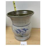 STUDIO POTTERY VASE, WHEEL-THROWN, SPECKLED, BLUE