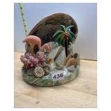 TROPICAL DECORATIVE DISPLAY, FLAMINGO, PALM TREE,
