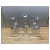 FOSTER CLEAR GLASS STEMMED GOBLETS, MOLDED BASE.