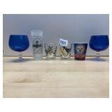COBALT BLUE BRANDY SNIFTERS, NEW ORLEANS FROSTED