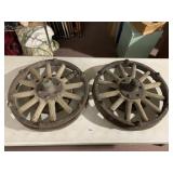VINTAGE WOODEN & METAL CART WHEELS, INDUSTRIAL
