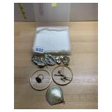 SILVER-TONE LEAF & FLORAL BROOCHES, GOLD-TONE