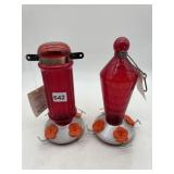 ZUMMR & ULTIMATE RED GLASS HUMMINGBIRD FEEDERS,