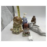 RUSS BERRIE 1978 PUPPY, GIRL & CHERUB FIGURINES,