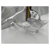 CLEAR CRYSTAL ABSTRACT SCULPTURAL DISH.