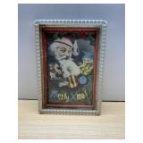 VTG CHRISTMAS FRAMED PICTURE, SANTA CLAUS ART,