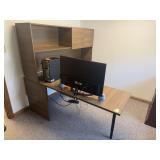 WOOD GRAIN LAMINATE L-SHAPED OFFICE DESK W/