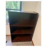 DARK WOOD FINISH BOOKSHELF, MULTI-COMPARTMENT,