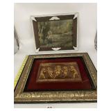 HL KOONS FRAMED ARTWORK, FISHING BOY SCENE,