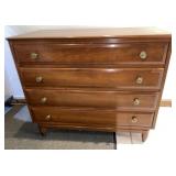 WOOD DRESSER, DOVETAIL JOINTS, BRASS-TONE