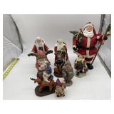 ASSORTED SANTA AND GNOME FIGURINES, RESIN,