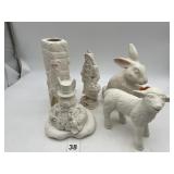 ASSORTED CERAMIC BISQUE COLLECTION W/ FIGURES &