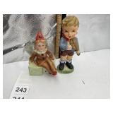PORCELAIN FIGURINES, BOY W/ VIOLIN, JESTER W/ RED