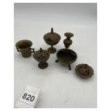 ASSORTED BRASS INCENSE BURNERS, DECORATIVE VASES,