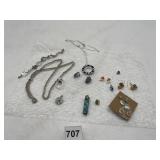 ASSORTED FASHION JEWELRY, SILVER-TONE NECKLACES,