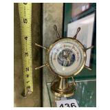 BRASS-TONE SHIP'S WHEEL ANEROID BAROMETER, DESK