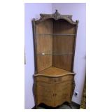 FRENCH PROVINCIAL STYLE CORNER CURIO CABINET,