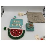LA VIE BEADED POUCHES W/ 'SEA SIDE' AND