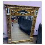 ITALIAN ANTIQUE BEVELED MIRROR, ORNATE GILT FRAME