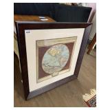 FRAMED ANTIQUE-STYLE WORLD MAP PRINT, 'NOVA