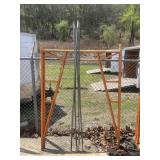 METAL SCAFFOLDING FRAMES W/ SUPPORT POLES.