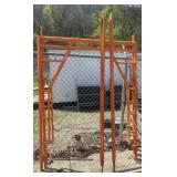 ORANGE METAL SCAFFOLDING FRAMES, LADDER STYLE,