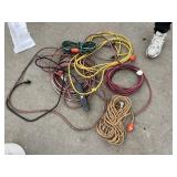 ASSORTED EXTENSION CORDS, VARIOUS COLORS, W/