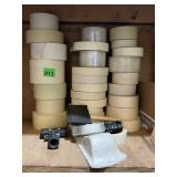 ASSORTED TAPE ROLLS, MASKING TAPE, CLEAR TAPE,