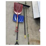 ACE RED & BLUE SNOW SHOVELS, PUSH BROOM.