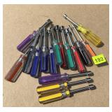 NUT DRIVERS, ASSORTED SIZES, COLORED HANDLES.