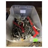 CLEAR PLASTIC BIN W/ METAL HARDWARE, BRACKETS,