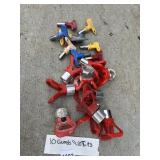ASSORTED PAINT SPRAY GUN TIP GUARDS W/ TIPS, RED,