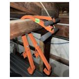 ORANGE METAL PANEL SUPPORT STAND W/ ROLLER