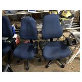 BLUE FABRIC UPHOLSTERED OFFICE CHAIRS, SWIVEL,