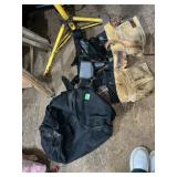 CARPENTER'S LEATHER TOOL BELT W/ POUCHES, BLACK
