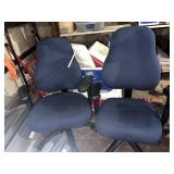 OFFICE CHAIRS, BLUE FABRIC UPHOLSTERY, ADJUSTABLE