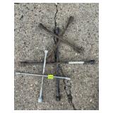 METAL LUG WRENCHES, CROSS AND STRAIGHT TYPES.