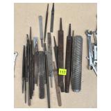 ASSORTED METAL FILES, RASPS, VARIOUS CUTS, TYPES,