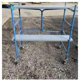 BLUE METAL ROLLING SCAFFOLD, TWO PLATFORMS,