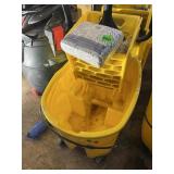 YELLOW MOP BUCKET W/ WRINGER, STRING MOP HEAD.