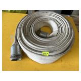 FIRE HOSE, WOVEN FABRIC, 2' BRASS FITTING.