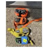 RATCHET TIE-DOWN STRAPS, ASSORTED COLORS, METAL