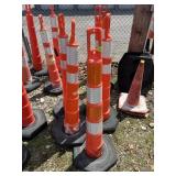 ORANGE PLASTIC TRAFFIC BARRELS, REFLECTIVE